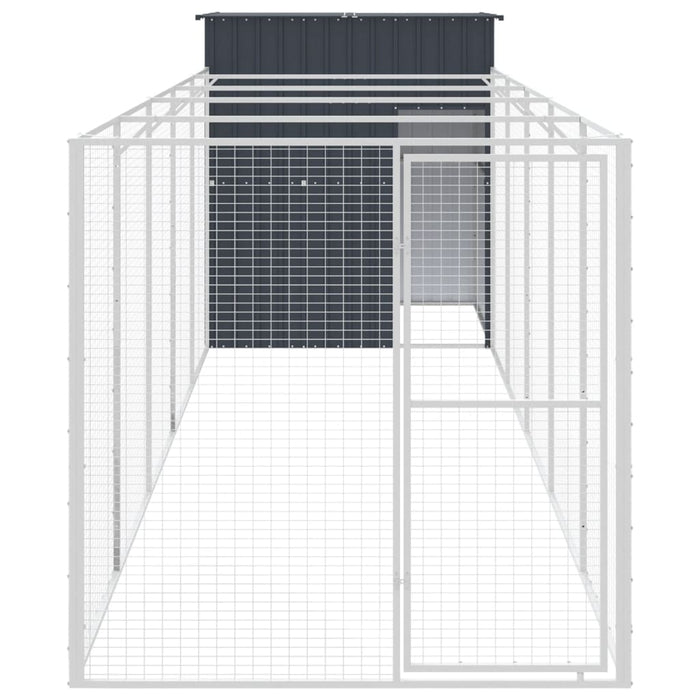 Cușcă câine cu țarc antracit 165x659x181 cm oțel galvanizat - WALTI WALTI