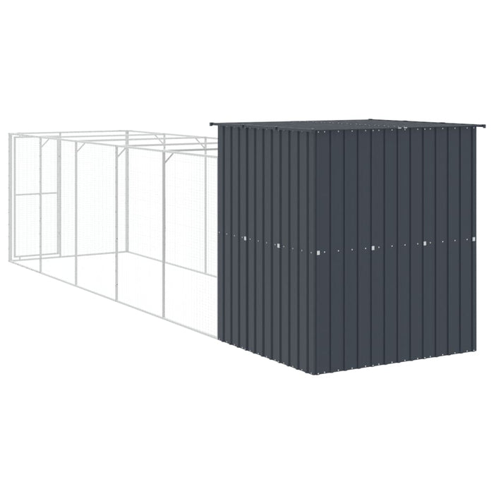 Cușcă câine cu țarc antracit 165x659x181 cm oțel galvanizat - WALTI WALTI