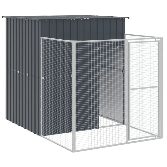 Cușcă câine cu țarc antracit 165x659x181 cm oțel galvanizat - WALTI WALTI