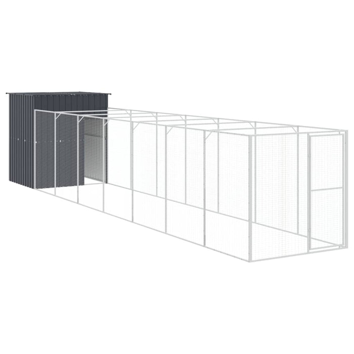 Cușcă câine cu țarc antracit 165x863x181 cm oțel galvanizat - WALTI WALTI