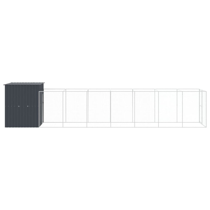 Cușcă câine cu țarc antracit 165x863x181 cm oțel galvanizat - WALTI WALTI