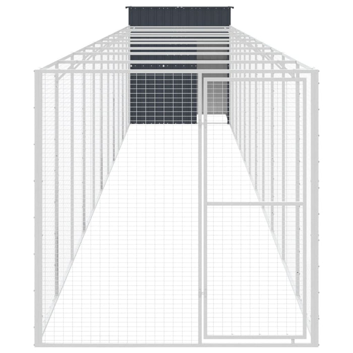 Cușcă câine cu țarc antracit 165x1271x181 cm oțel galvanizat - WALTI WALTI