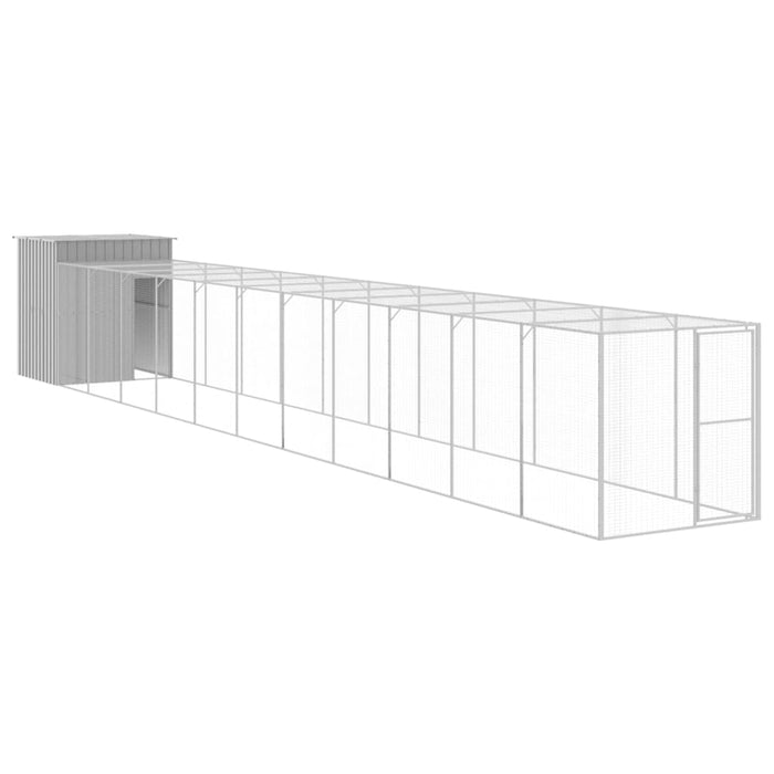 Coteț pui cu incintă gri deschis 165x1271x181cm oțel galvanizat WALTI