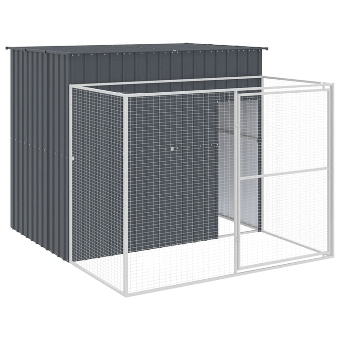 Cușcă de câine cu țarc antracit 214x253x181 cm oțel galvanizat - WALTI WALTI