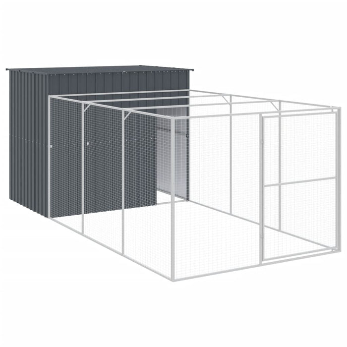 Cușcă de câine cu țarc antracit 214x457x181 cm oțel galvanizat - WALTI WALTI