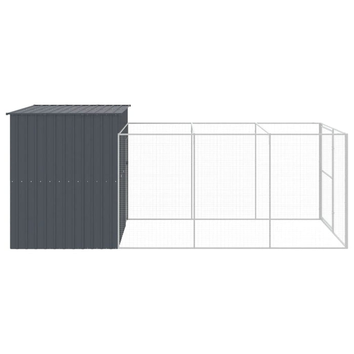 Cușcă de câine cu țarc antracit 214x457x181 cm oțel galvanizat - WALTI WALTI