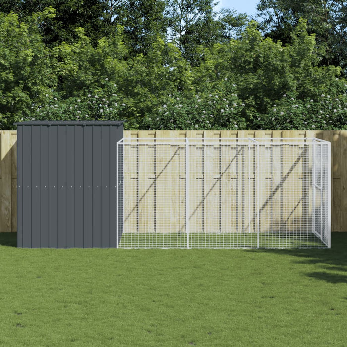 Cușcă de câine cu țarc antracit 214x457x181 cm oțel galvanizat - WALTI WALTI