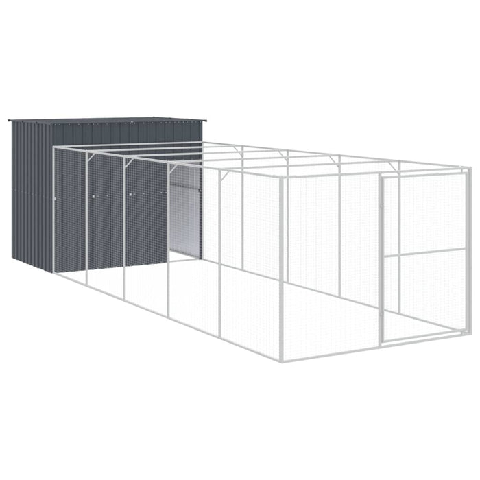 Cușcă de câine cu țarc antracit 214x661x181 cm oțel galvanizat - WALTI WALTI