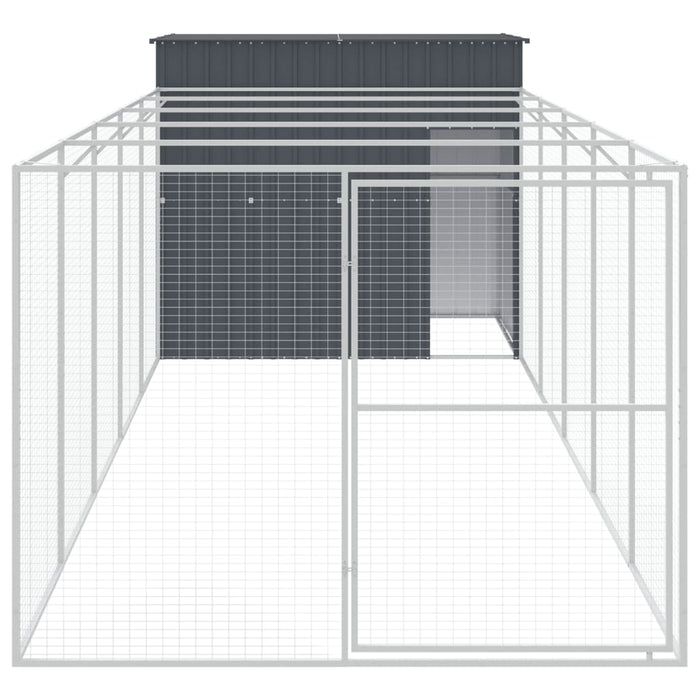 Cușcă de câine cu țarc antracit 214x661x181 cm oțel galvanizat - WALTI WALTI