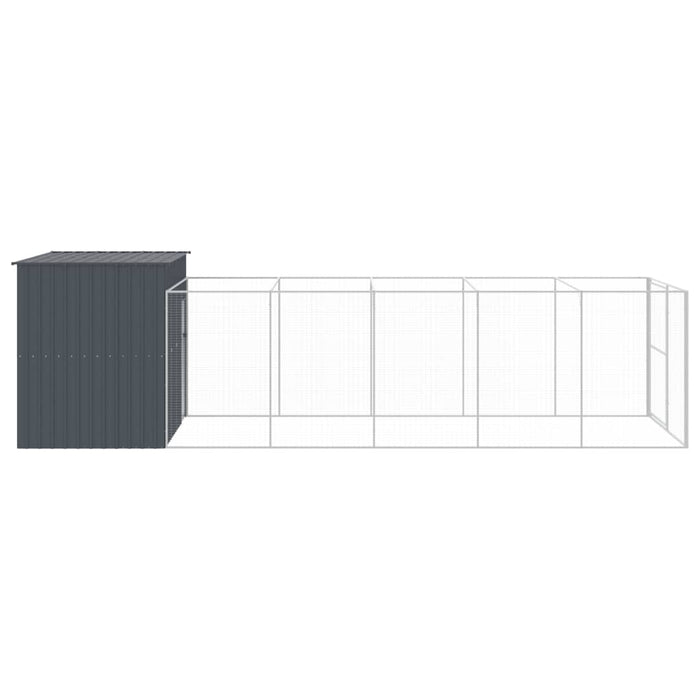 Cușcă de câine cu țarc antracit 214x661x181 cm oțel galvanizat - WALTI WALTI