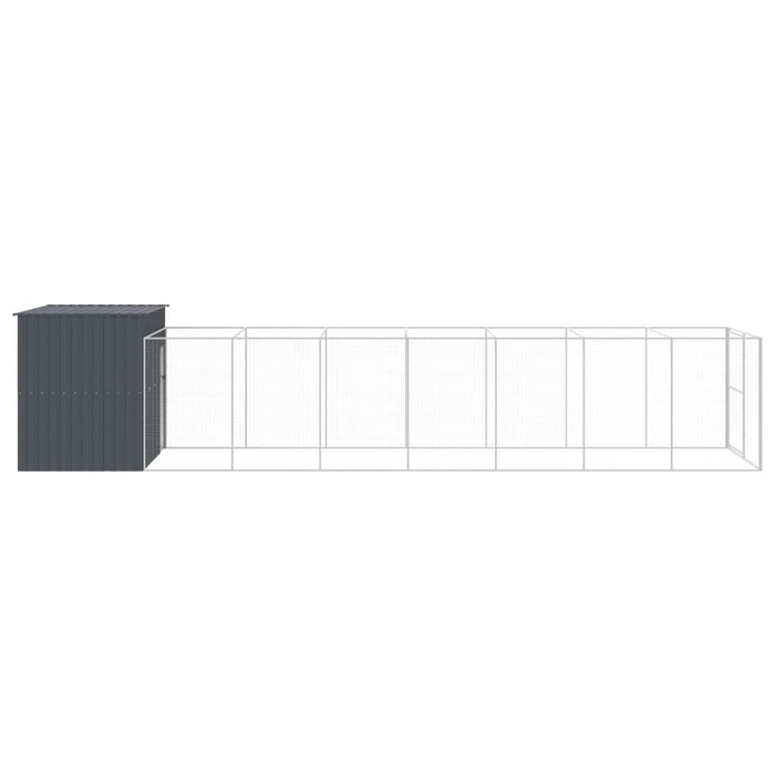 Cușcă de câine cu țarc antracit 214x865x181 cm oțel galvanizat - WALTI WALTI