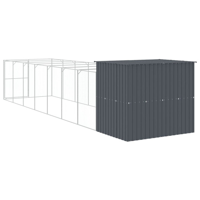 Cușcă de câine cu țarc antracit 214x865x181 cm oțel galvanizat - WALTI WALTI