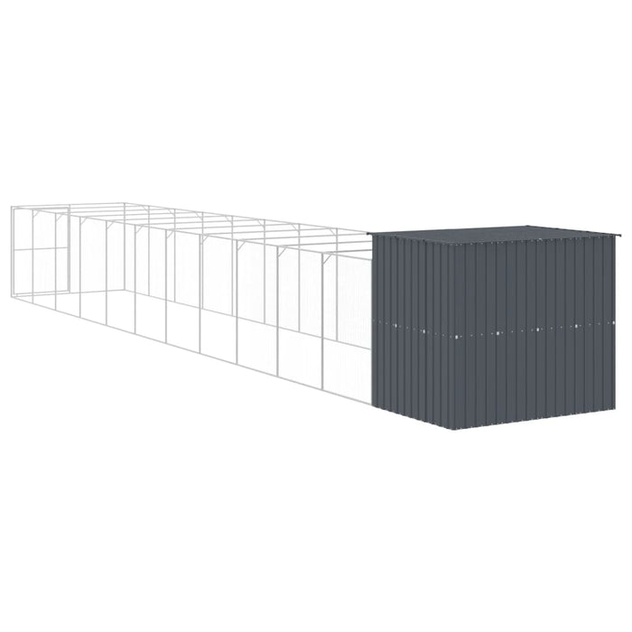 Cușcă câine cu țarc antracit 214x1273x181 cm oțel galvanizat - WALTI WALTI