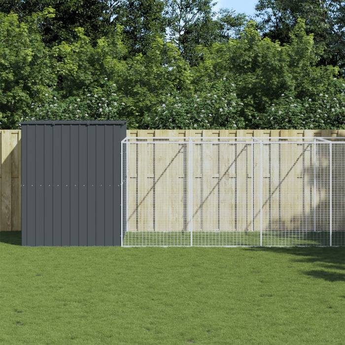 Cușcă câine cu țarc antracit 214x1273x181 cm oțel galvanizat - WALTI WALTI
