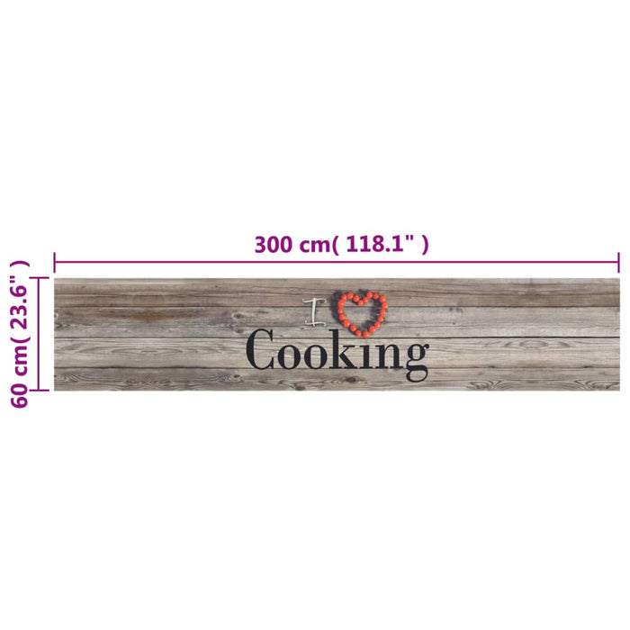 Covor de bucătărie lavabil Cooking, gri, 60x300 cm, catifea - WALTI WALTI