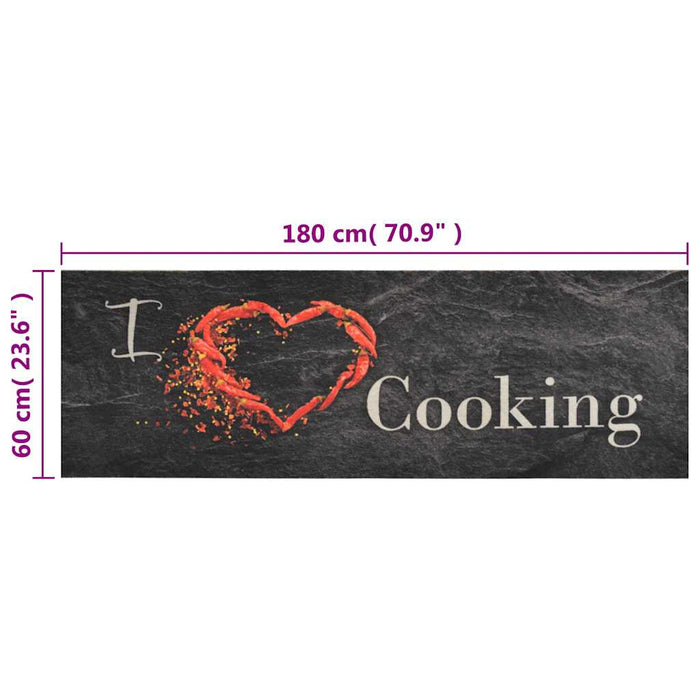Covor de bucătărie lavabil Cooking, negru, 60x180 cm, catifea - WALTI WALTI
