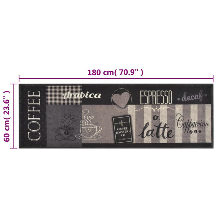 Covor de bucătărie lavabil Coffee, negru, 60x180 cm, catifea - WALTI WALTI