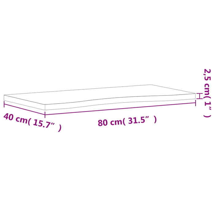 Blat de birou, 80x(36-40)x2,5 cm, lemn masiv de fag WALTI