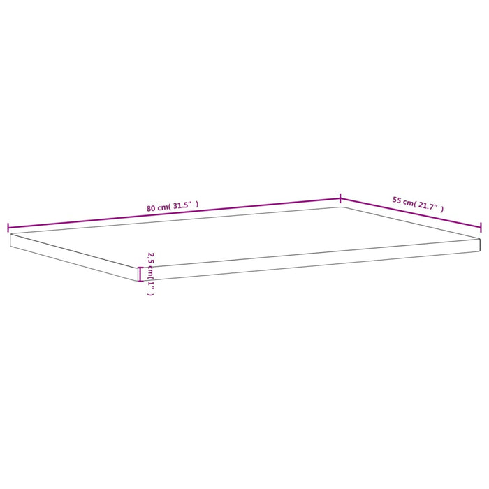 Blat de birou, 80x55x2,5 cm, lemn masiv de fag - WALTI WALTI