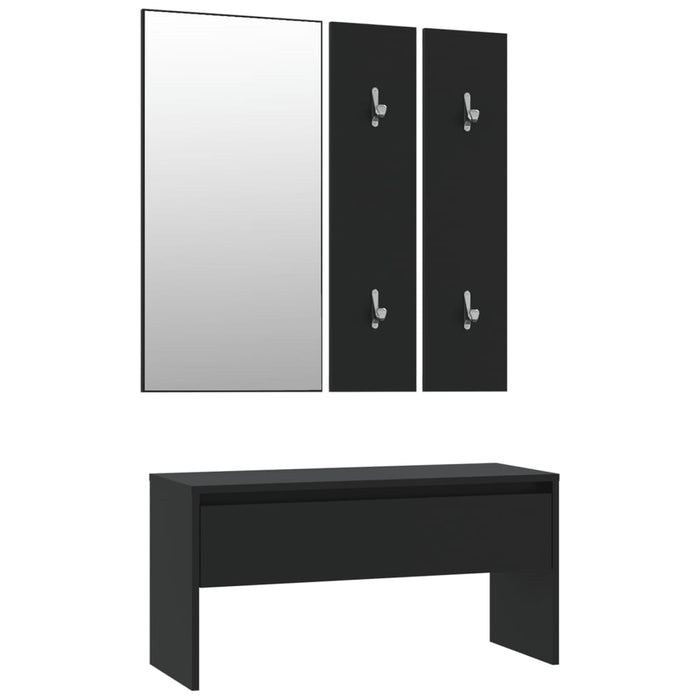 Set de mobilier pentru hol, negru, lemn prelucrat WALTI