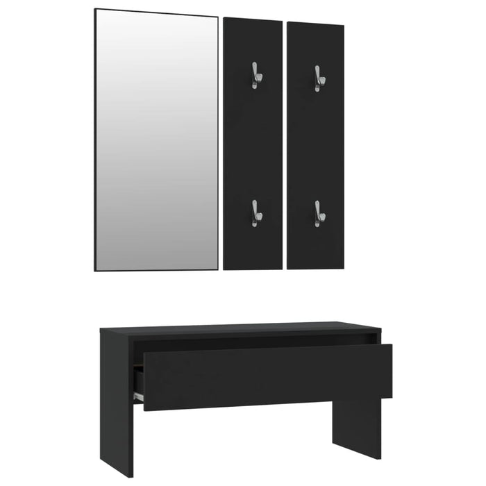 Set de mobilier pentru hol, negru, lemn prelucrat WALTI