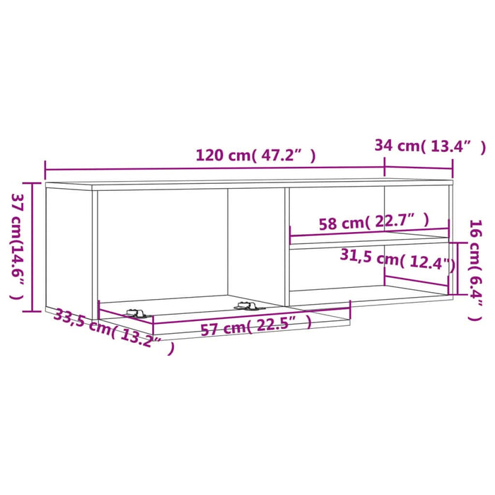 Comodă TV, gri sonoma, 120x34x37 cm, lemn prelucrat - WALTI WALTI