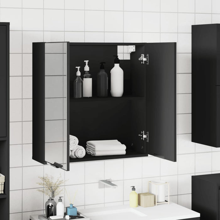 Dulap baie cu oglindă negru 64x20x67 cm lemn compozit - WALTI WALTI