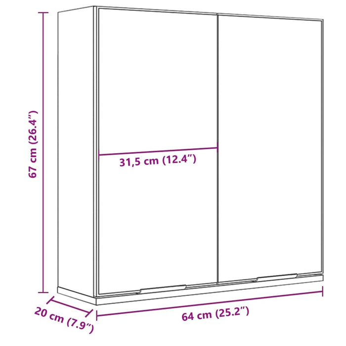 Dulap baie cu oglindă negru 64x20x67 cm lemn compozit - WALTI WALTI