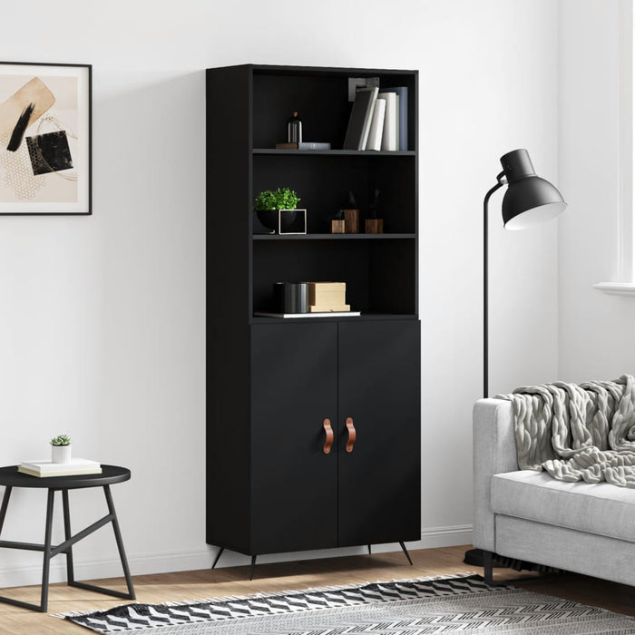 Dulap înalt, negru, 69,5x34x180 cm, lemn compozit WALTI