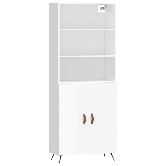 Dulap înalt, alb extralucios, 69,5x34x180 cm, lemn compozit WALTI