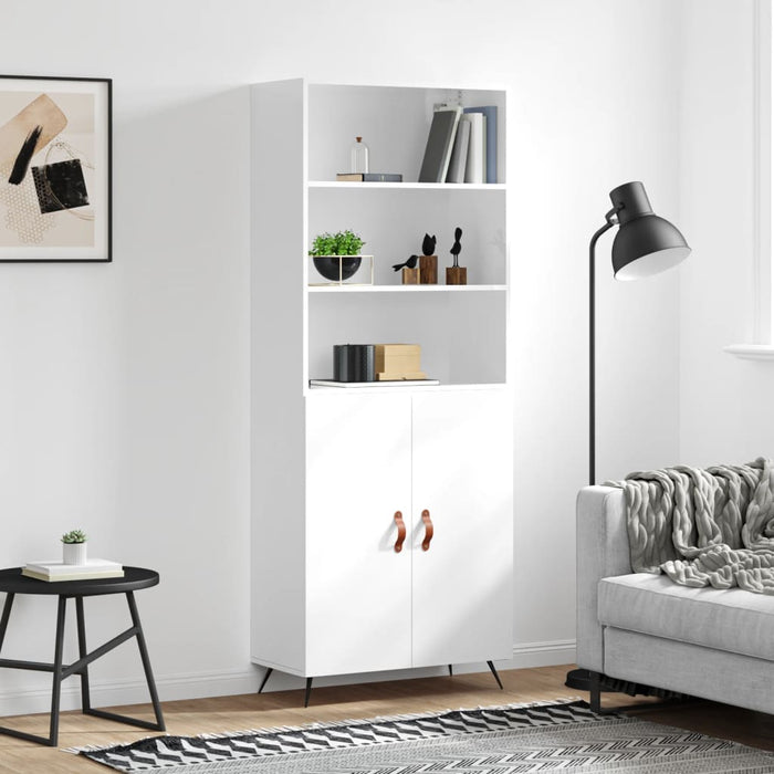 Dulap înalt, alb extralucios, 69,5x34x180 cm, lemn compozit WALTI