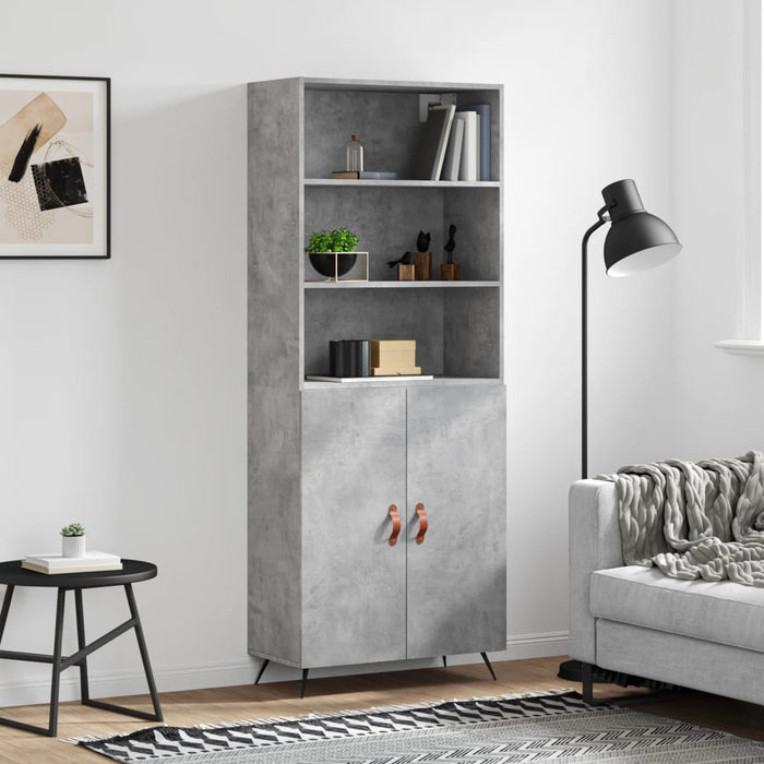 Dulap înalt, gri beton, 69,5x34x180, lemn compozit WALTI