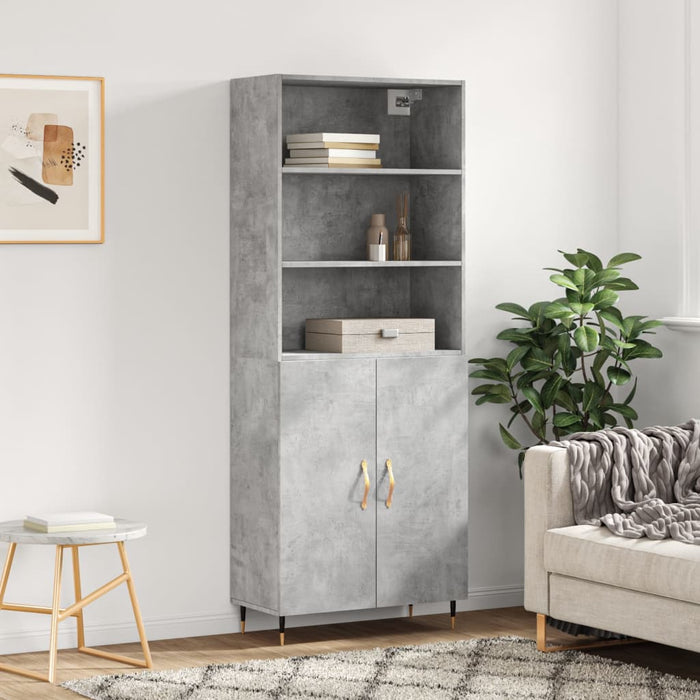 Dulap înalt, gri beton, 69,5x34x180, lemn compozit WALTI