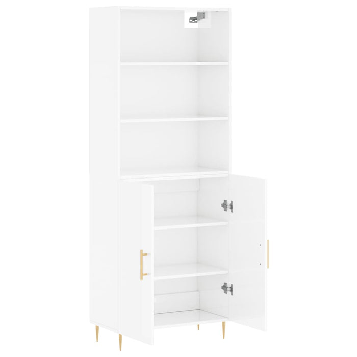 Dulap înalt, alb extralucios, 69,5x34x180 cm, lemn compozit WALTI