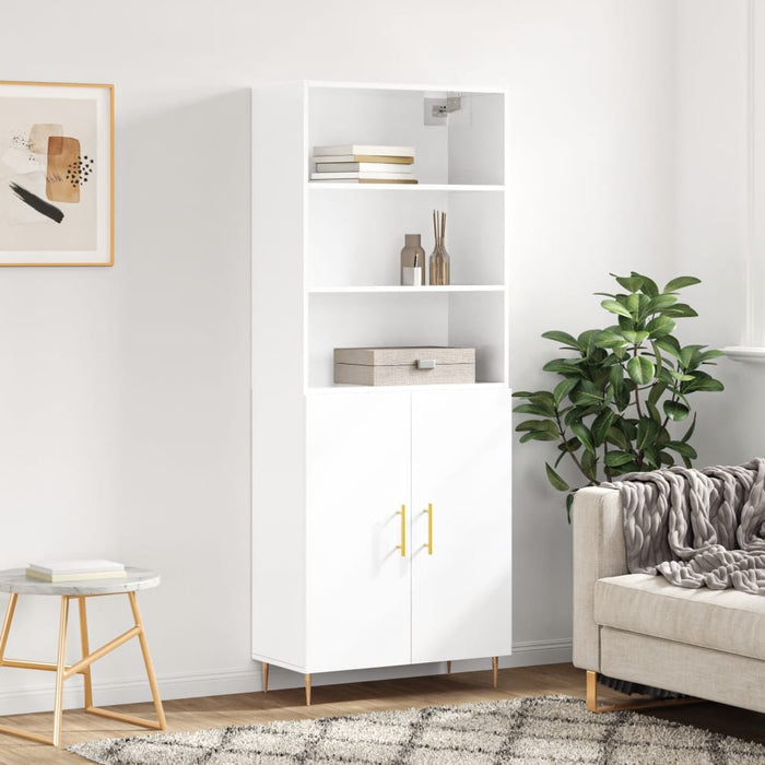 Dulap înalt, alb extralucios, 69,5x34x180 cm, lemn compozit WALTI