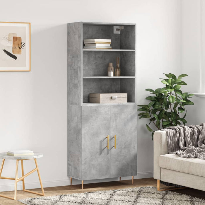Dulap înalt, gri beton, 69,5x34x180, lemn compozit WALTI