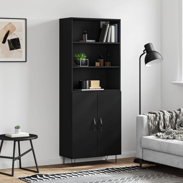Dulap înalt, negru, 69,5x34x180 cm, lemn compozit WALTI