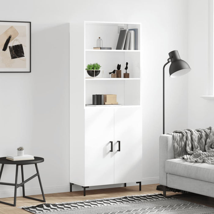 Dulap înalt, alb extralucios, 69,5x34x180 cm, lemn compozit WALTI