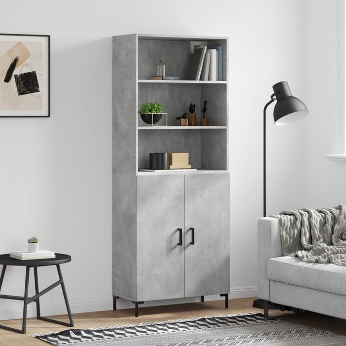 Dulap înalt, gri beton, 69,5x34x180, lemn compozit WALTI