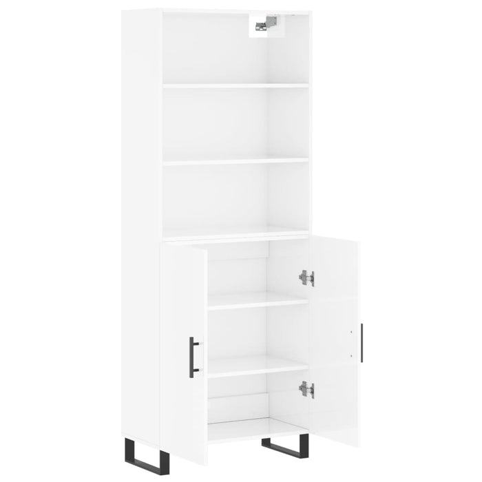 Dulap înalt, alb extralucios, 69,5x34x180 cm, lemn compozit WALTI