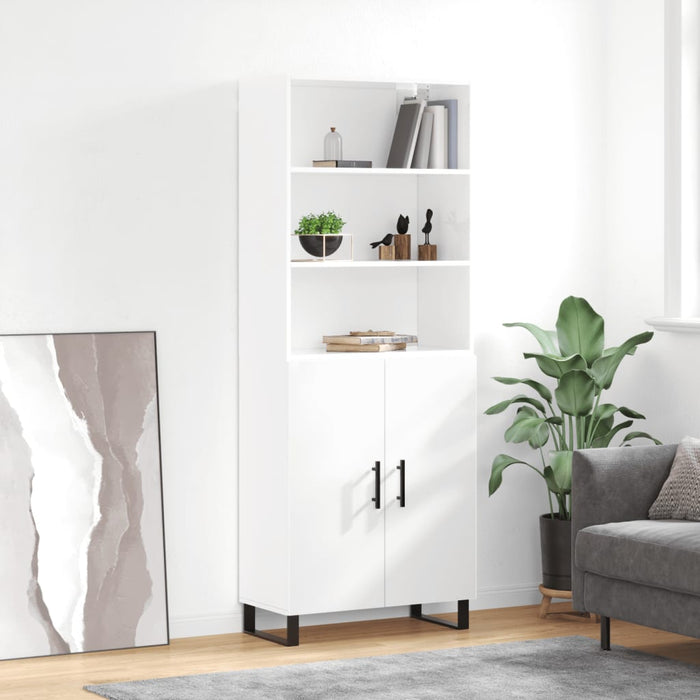 Dulap înalt, alb extralucios, 69,5x34x180 cm, lemn compozit WALTI