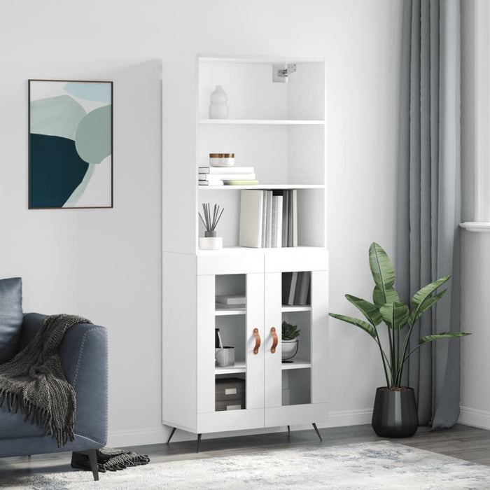 Dulap înalt, alb extralucios, 69,5x34x180 cm, lemn compozit WALTI