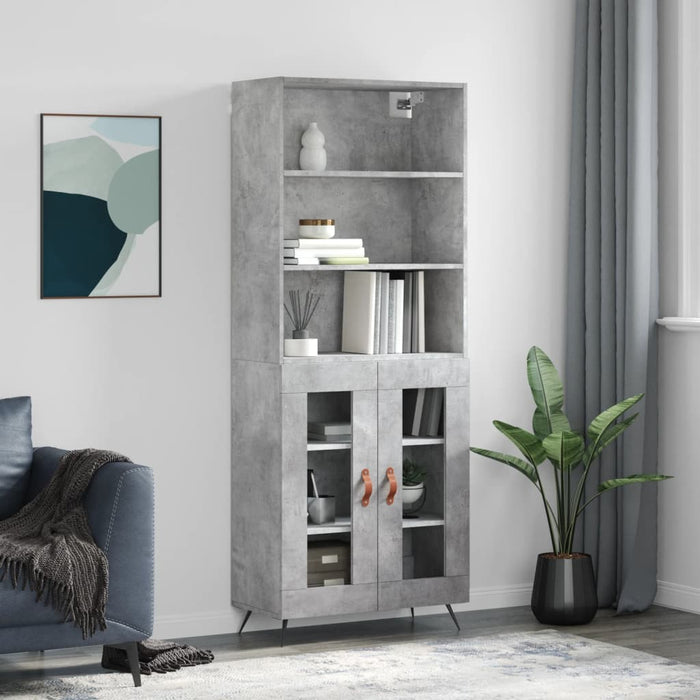 Dulap înalt, gri beton, 69,5x34x180, lemn compozit - WALTI WALTI