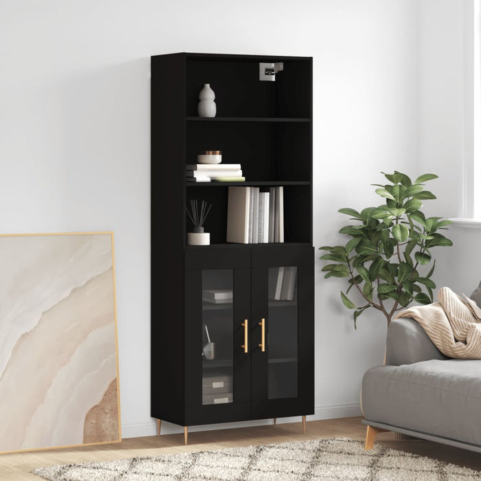 Dulap înalt, negru, 69,5x34x180 cm, lemn compozit WALTI