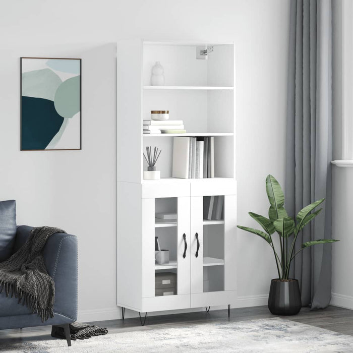 Dulap înalt, alb extralucios, 69,5x34x180 cm, lemn compozit WALTI