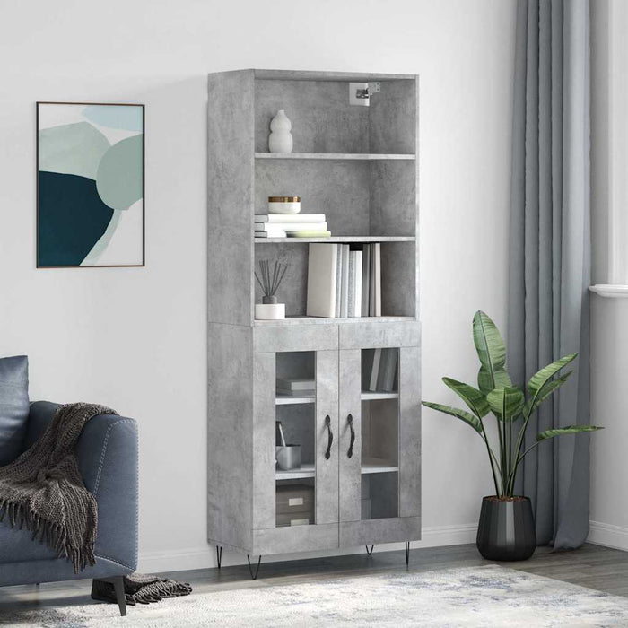 Dulap înalt, gri beton, 69,5x34x180, lemn compozit - WALTI WALTI