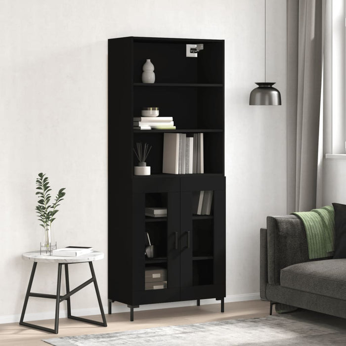 Dulap înalt, negru, 69,5x34x180 cm, lemn compozit WALTI