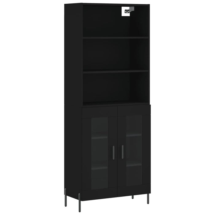 Dulap înalt, negru, 69,5x34x180 cm, lemn compozit WALTI