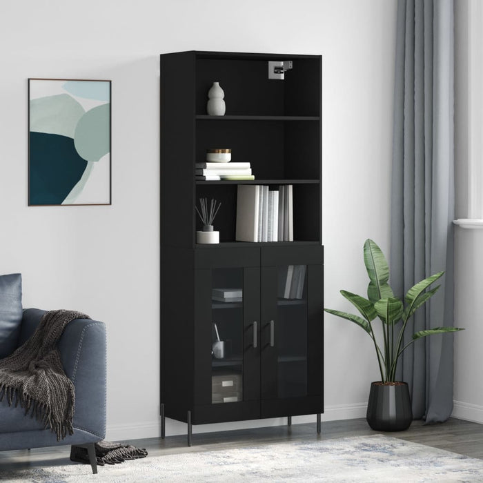 Dulap înalt, negru, 69,5x34x180 cm, lemn compozit WALTI