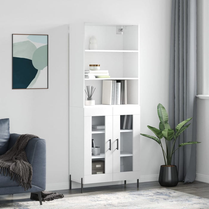 Dulap înalt, alb extralucios, 69,5x34x180 cm, lemn compozit WALTI